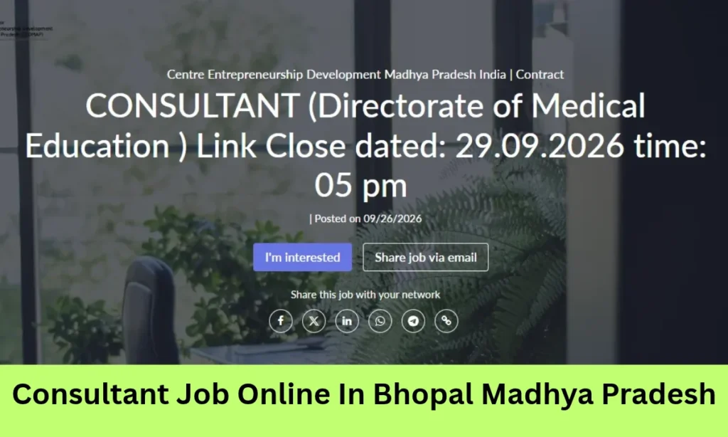 Consultant Job Online In Bhopal Madhya Pradesh