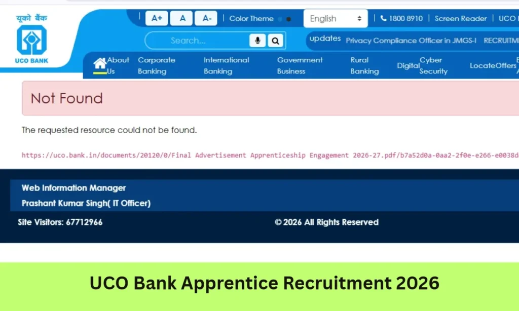 UCO Bank Apprentice Recruitment 2026